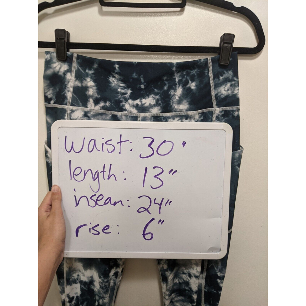 Fabletics Oasis High Rise Tie Dye Leggings Teal Turquoise Size Large - Picture 12 of 12